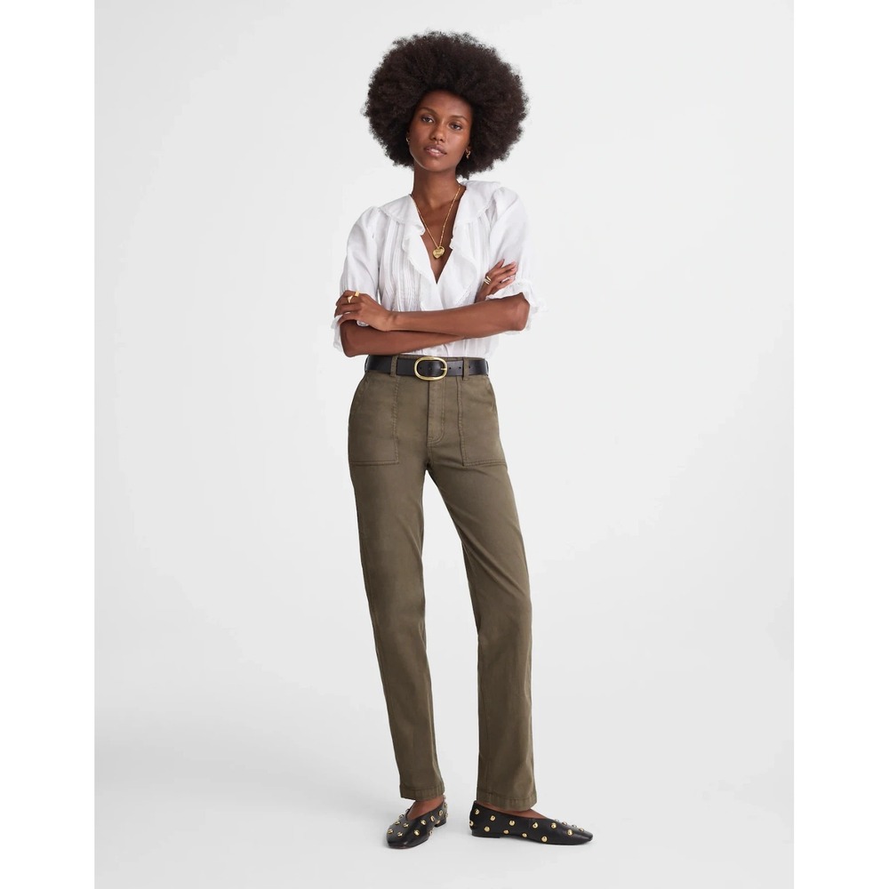 Madewell Straight Utility Pants Womens 28 Green High Rise Workwear NEW